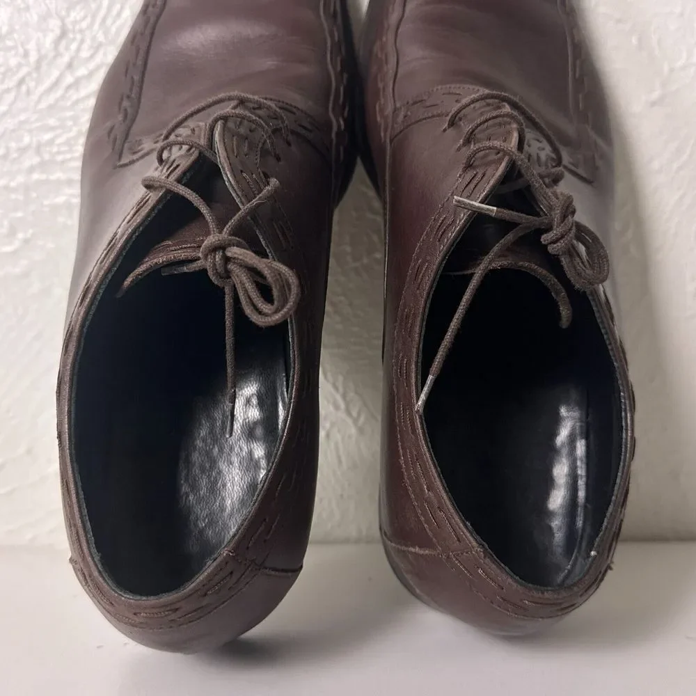 Dolce & Gabbana Brown Leather Apron Toe Derby Dress‎ Shoes Mens 9.5 Italy